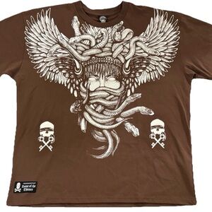 Crooks & Castles Size XL House Of Crooks Brown T Shirt New With Tags Big Print